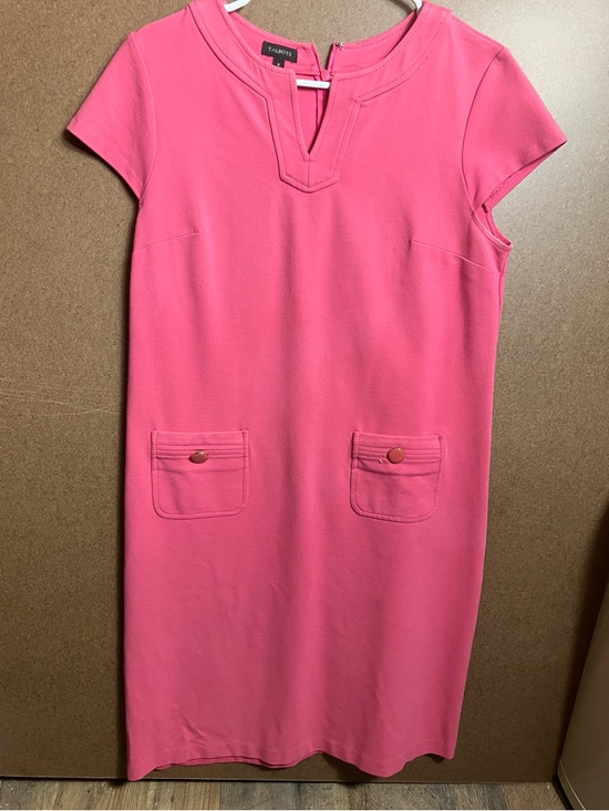 Talbots Dresses & Skirts - Talbots Hot Pink Short Sleeve Shift Dress with Front Pockets